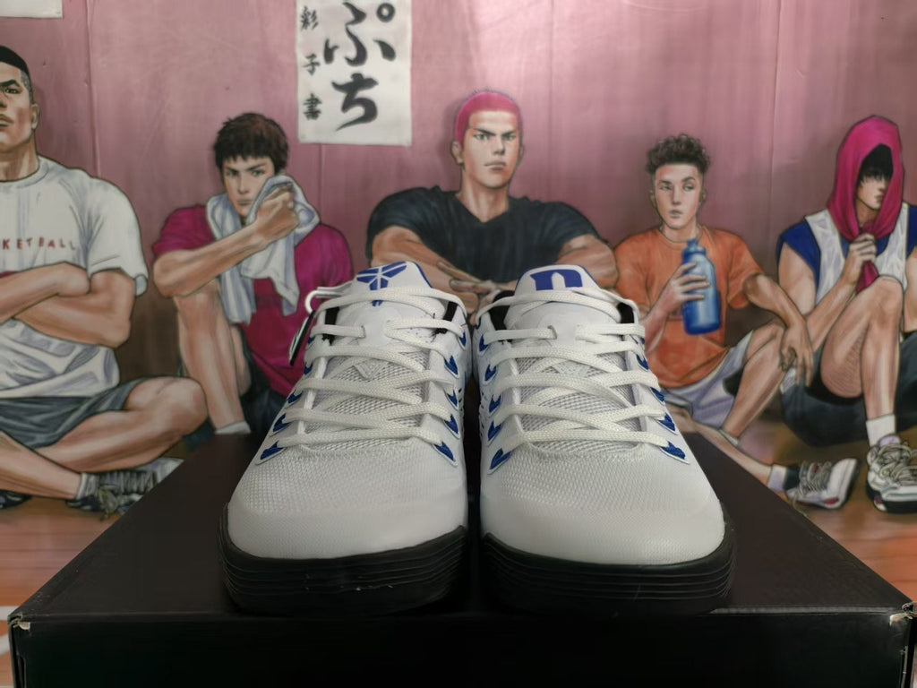 Nike White and Blue Basketball Sneakers