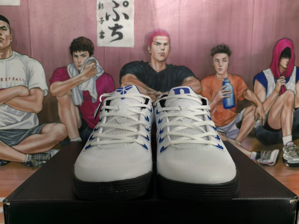 Nike White and Blue Basketball Sneakers