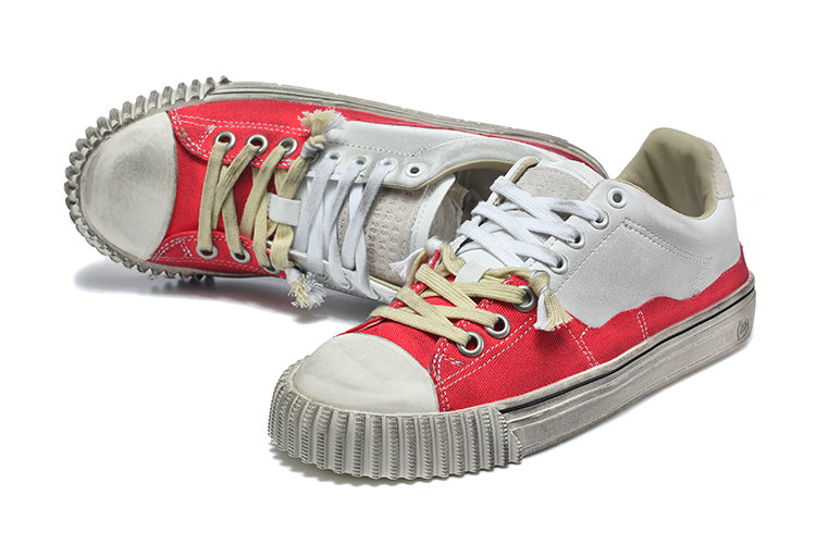 Golden Goose Super-Star Low-Top Sneakers Red and Gray
