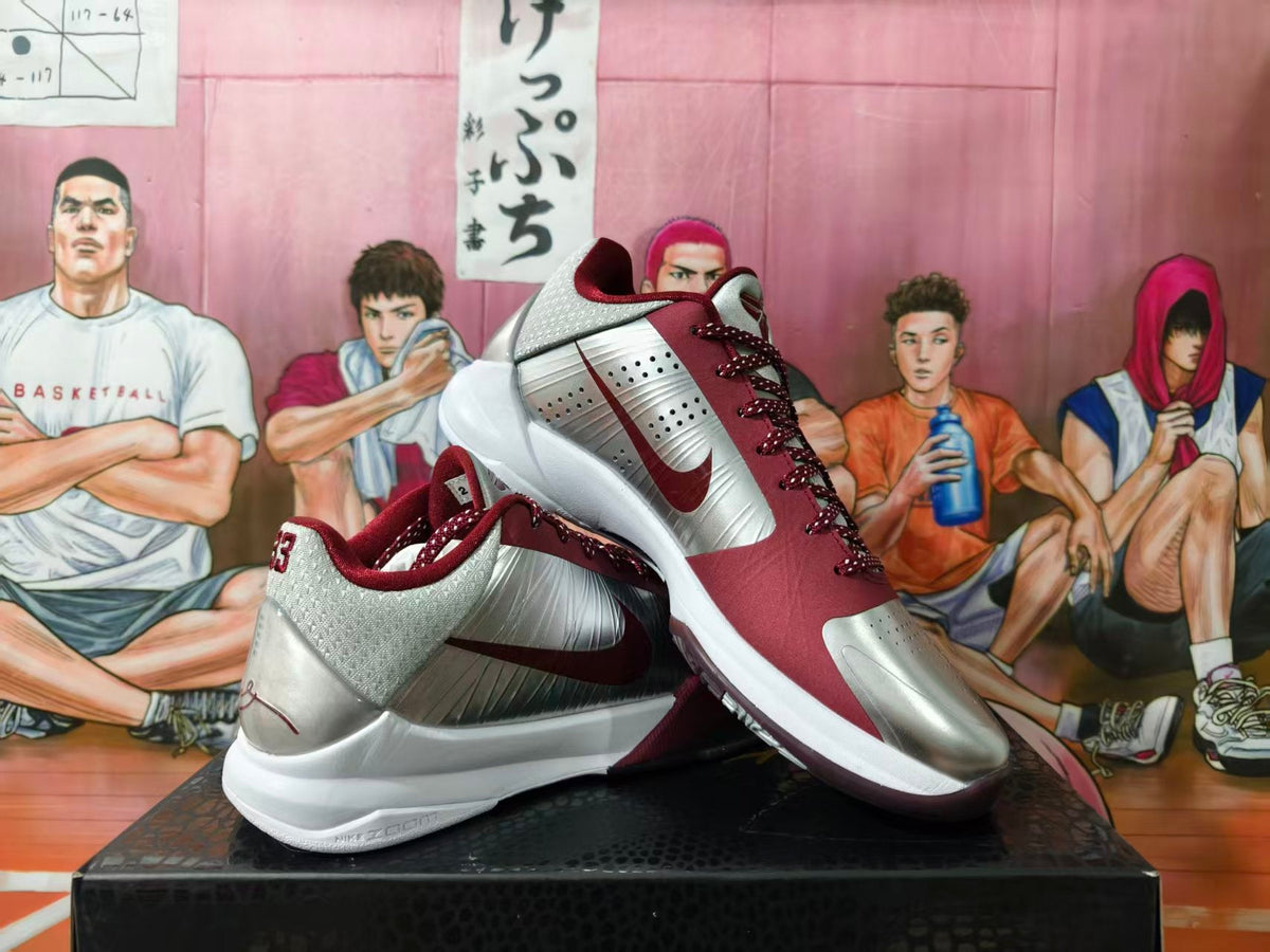 Nike Kobe 5 Basketball Shoes Silver Burgundy