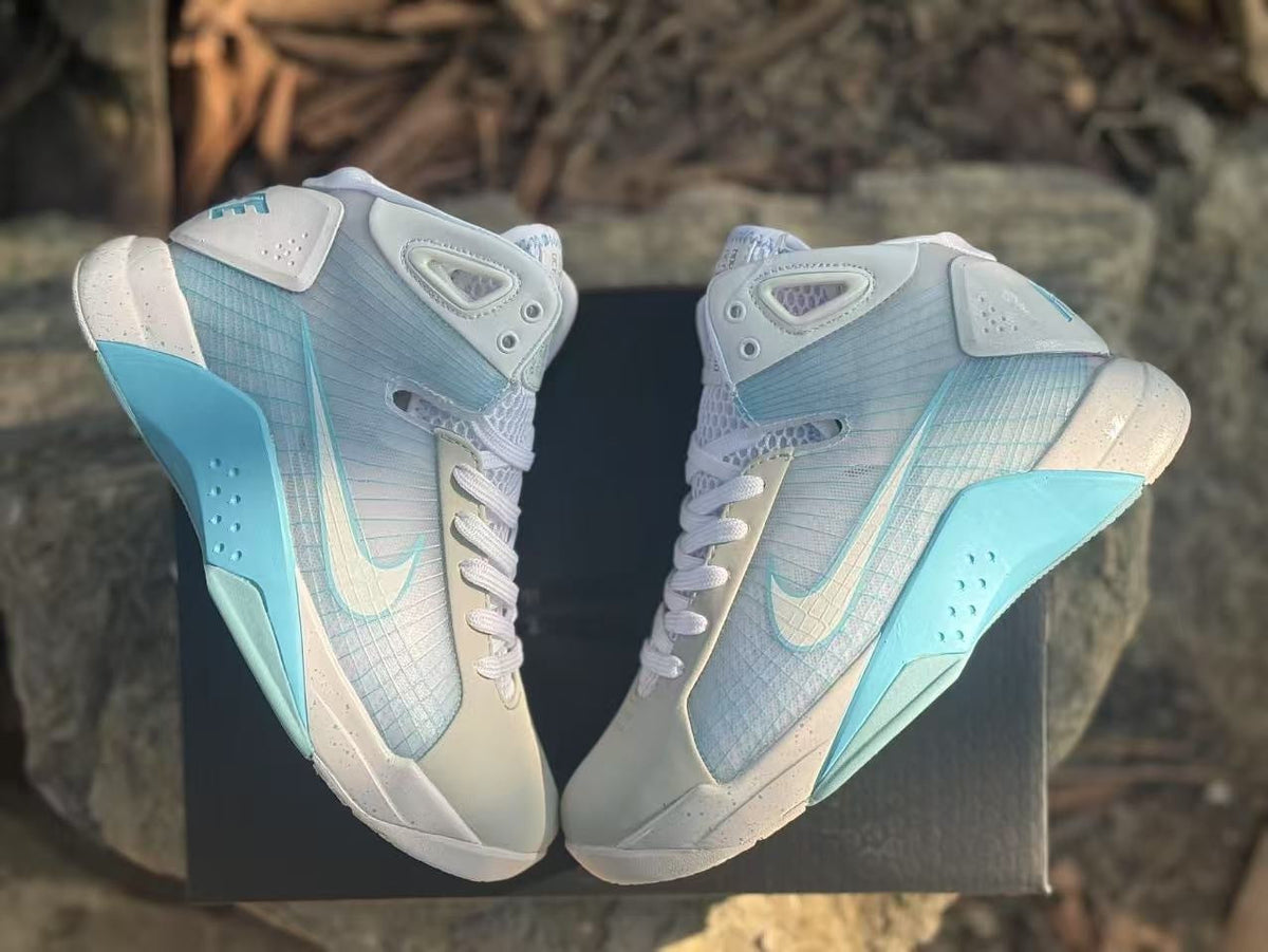 Nike HD2008 High-Top Basketball Sneakers White Light Blue