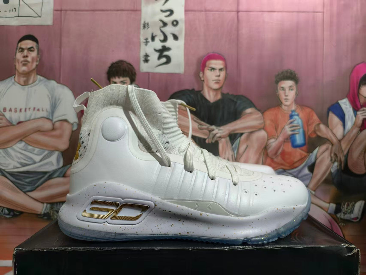Under Armour Curry 10 White Gold Basketball Shoes