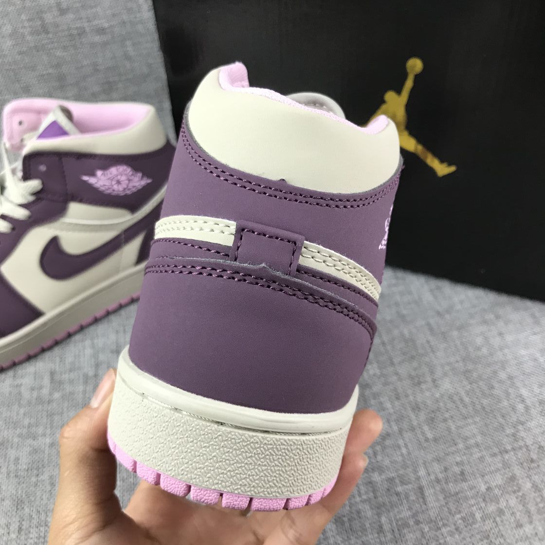 Jordan Air 1 Mid Purple White Pink Sneakers 555112-500