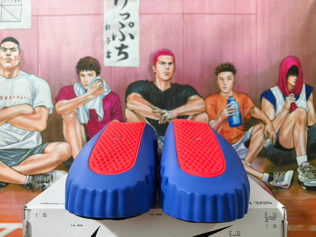 Nike Blue and Red Slide Sandals