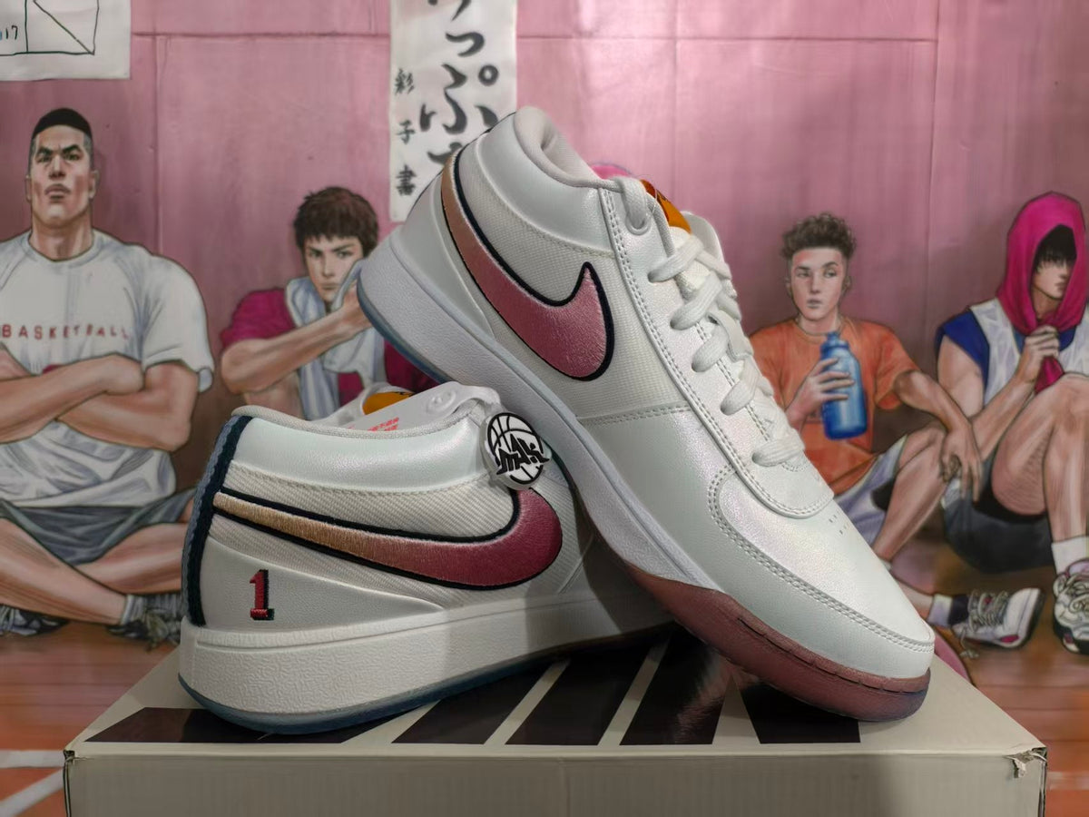 Nike Basketball Low-Top Sneakers White and Blue
