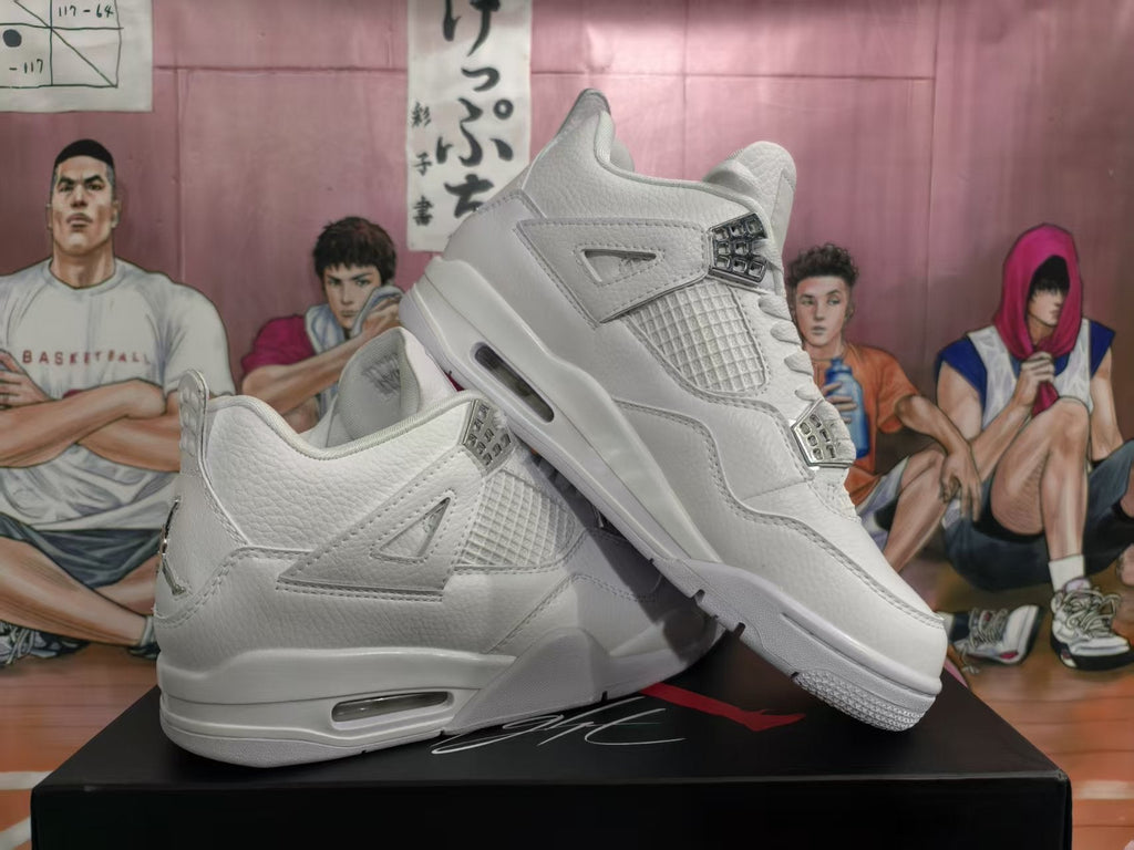 Jordan 4 White Silver High-Top Sneakers