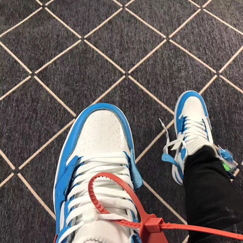 Jordan Air Jordan 1 Blue and White High-Top Sneakers