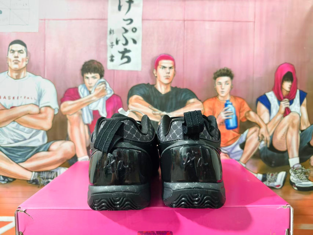 Black Basketball Sneakers with Patterned Trim