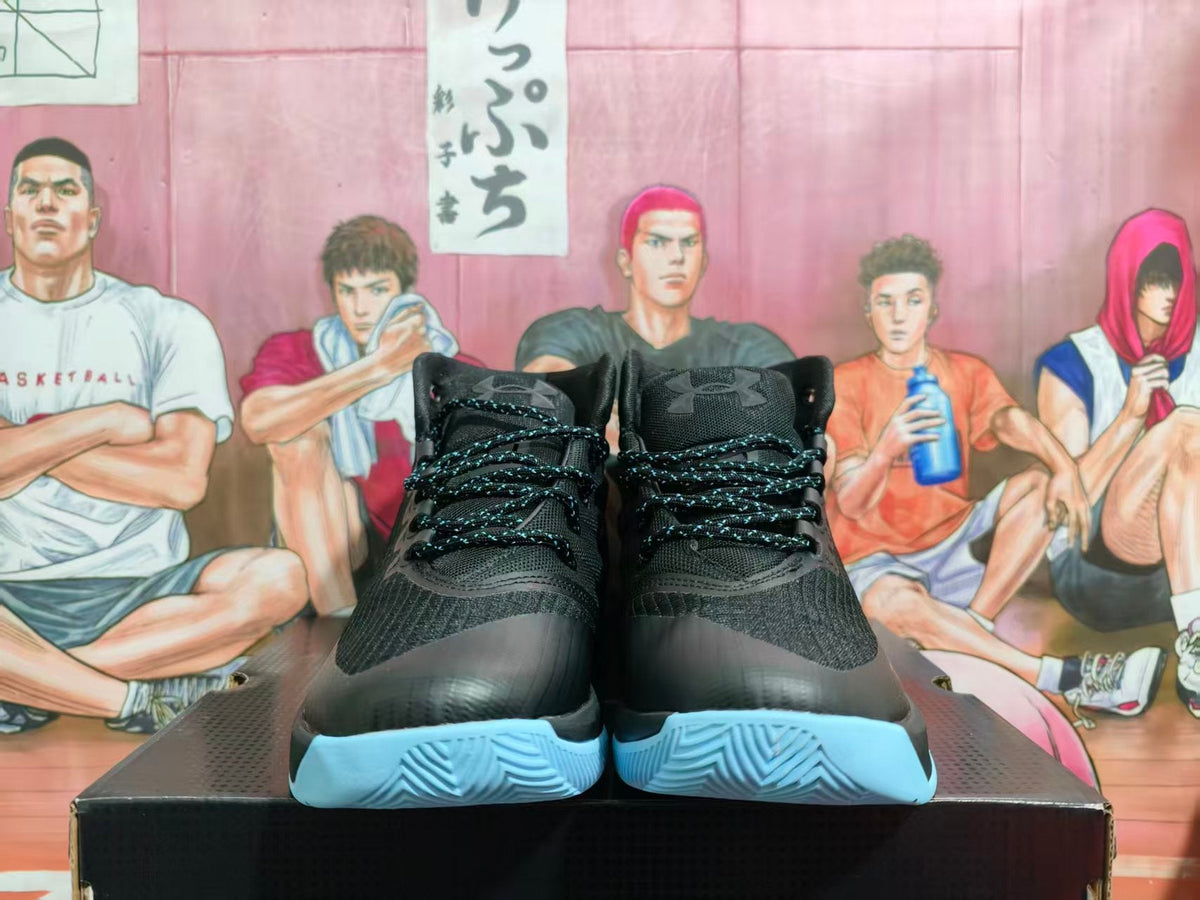 Under Armour Black and Blue High-Top Basketball Shoes