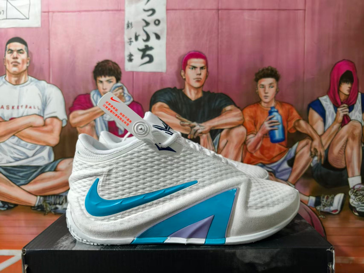 Nike White and Blue Basketball Shoes