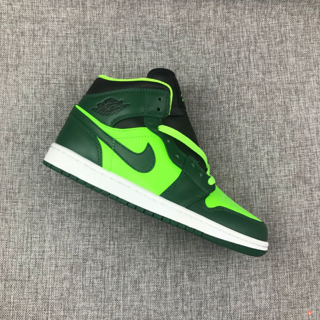 Jordan 1 Mid Fluorescent Green Sneakers 554724-330