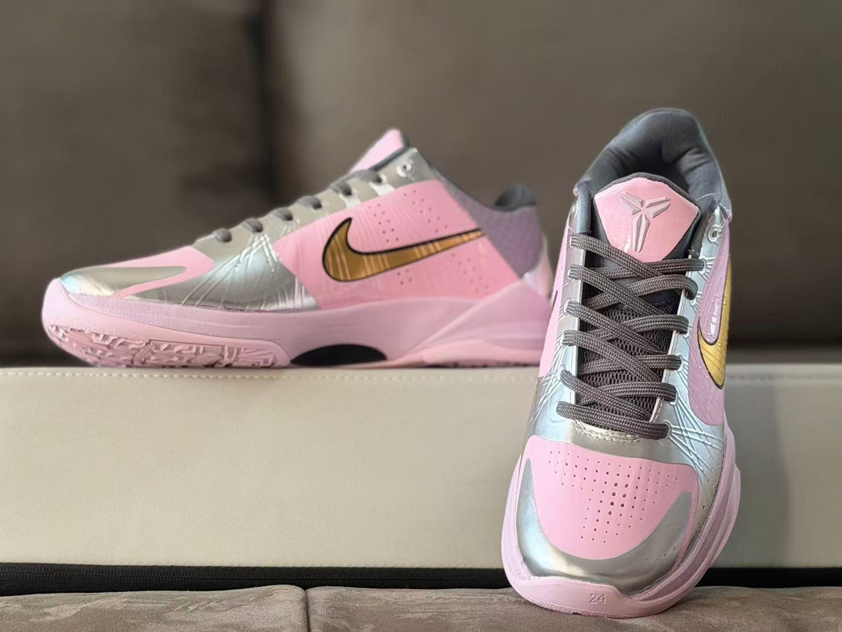 Nike Kobe 5 Low Basketball Shoes Pink Silver Gold