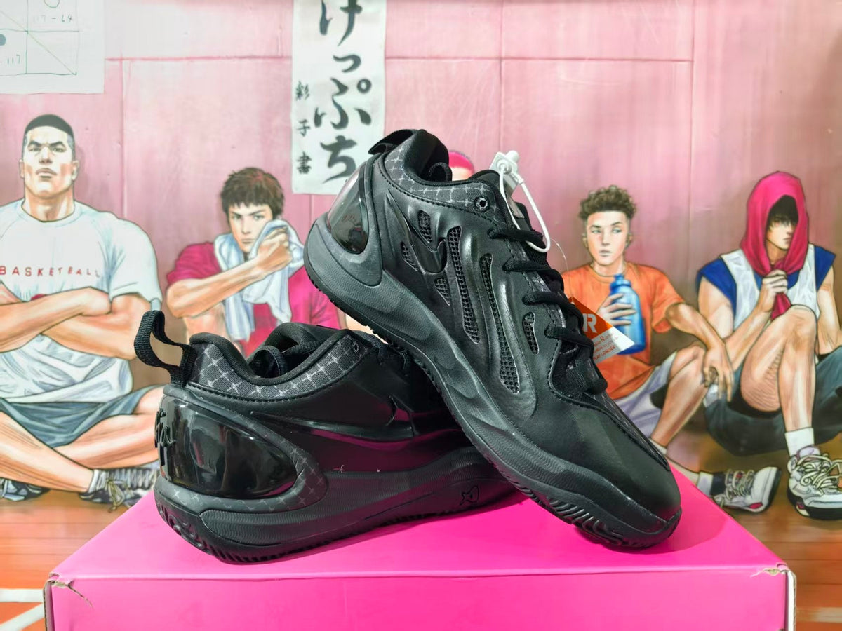 Black Basketball Sneakers with Patterned Trim