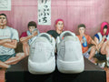Jordan White and Light Gray Basketball Sneakers