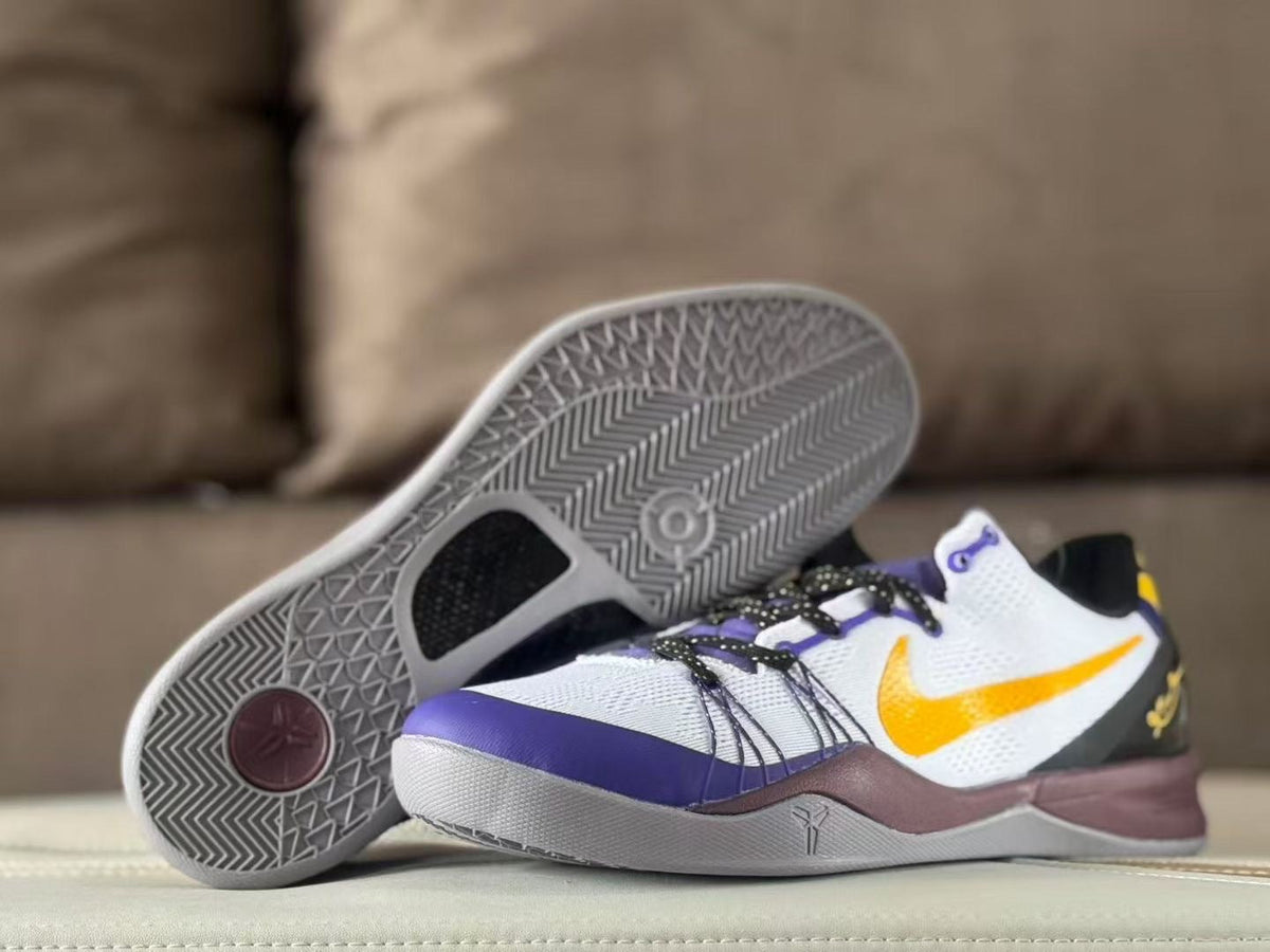 Nike Kobe 8 Elite Basketball Shoes, Lakers White Purple Gold