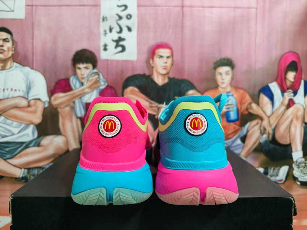 Blue Pink Split-Color Basketball Sneakers