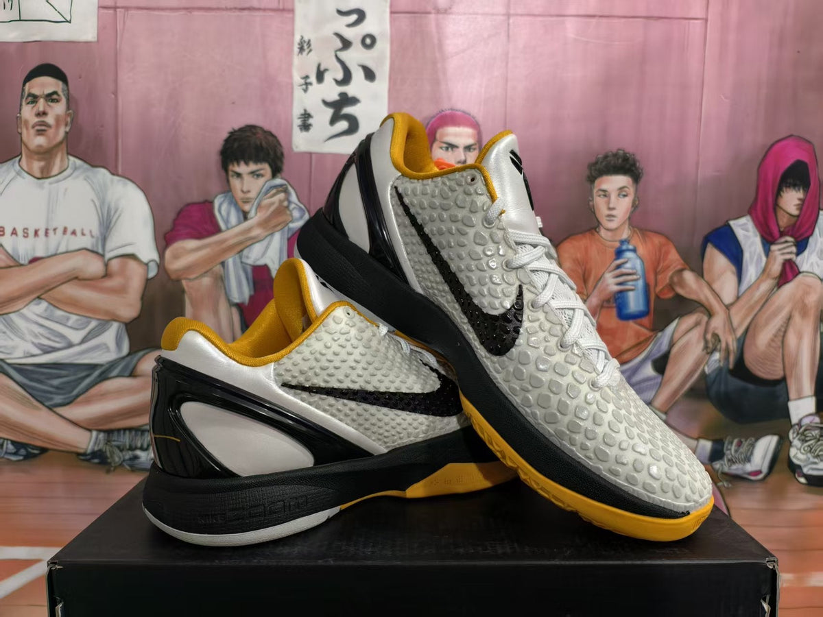 Nike Kobe 6 Basketball Shoes White Black Yellow