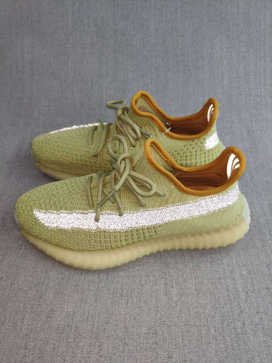 Yeezy 350 V2 Reflective Green Knit Sneakers