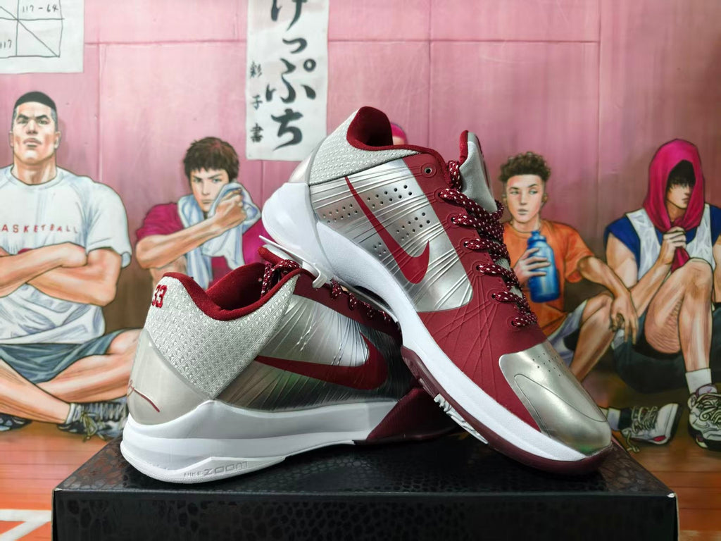 Nike Kobe 5 Basketball Shoes Burgundy Silver