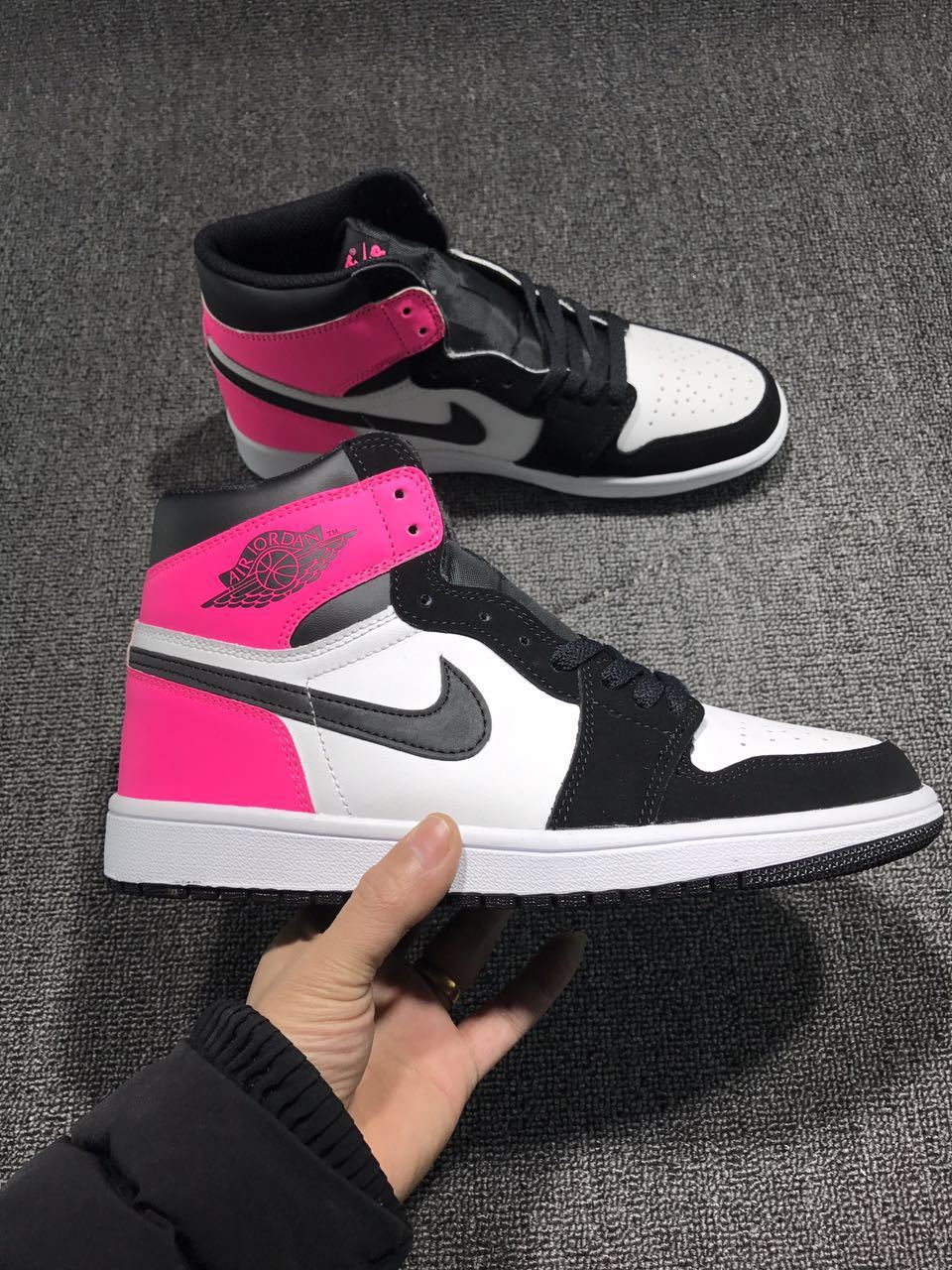 Jordan 1 High Pink Black White Sneakers