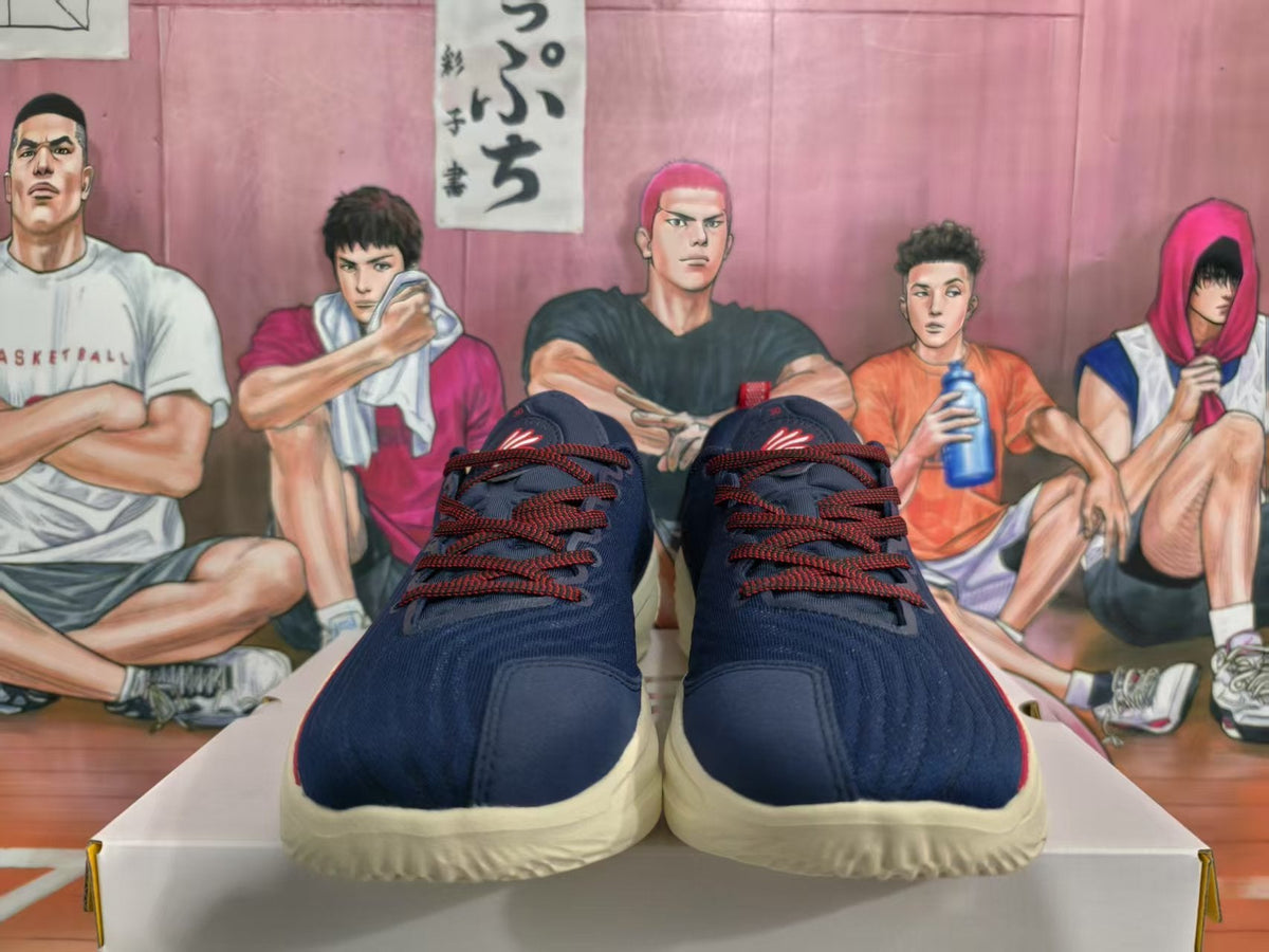 Blue and Red Basketball Sneakers