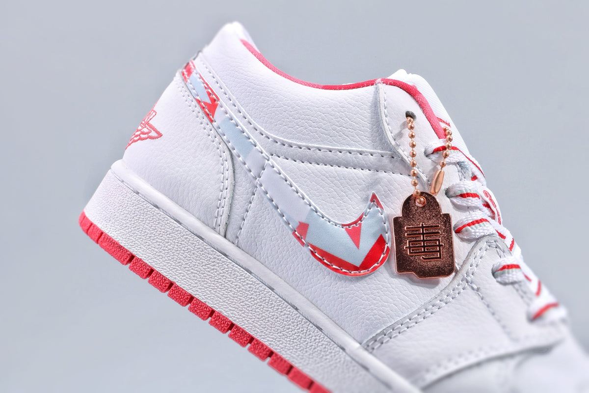 Jordan 1 Low Women's White Pink Red Sneakers