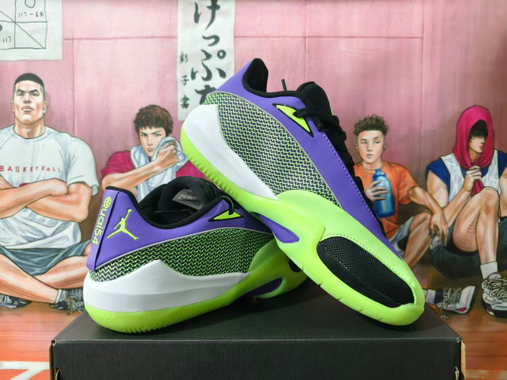 Jordan Purple Green Basketball Sneakers