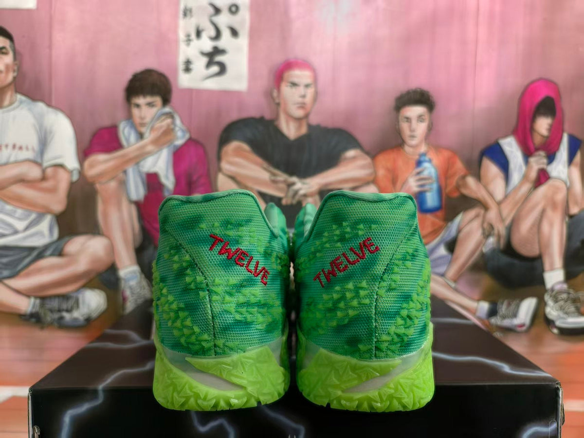 Nike Green Basketball Sneakers with Black and Red Swoosh