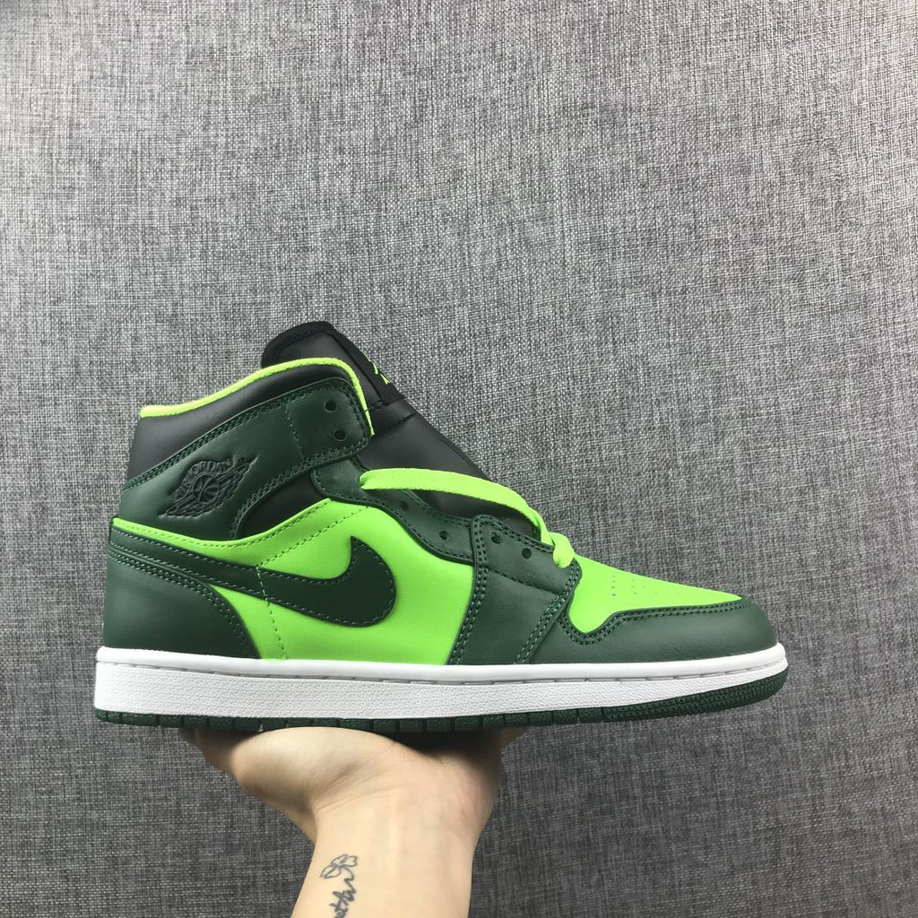 Jordan 1 Mid Fluorescent Green Sneakers 554724-330