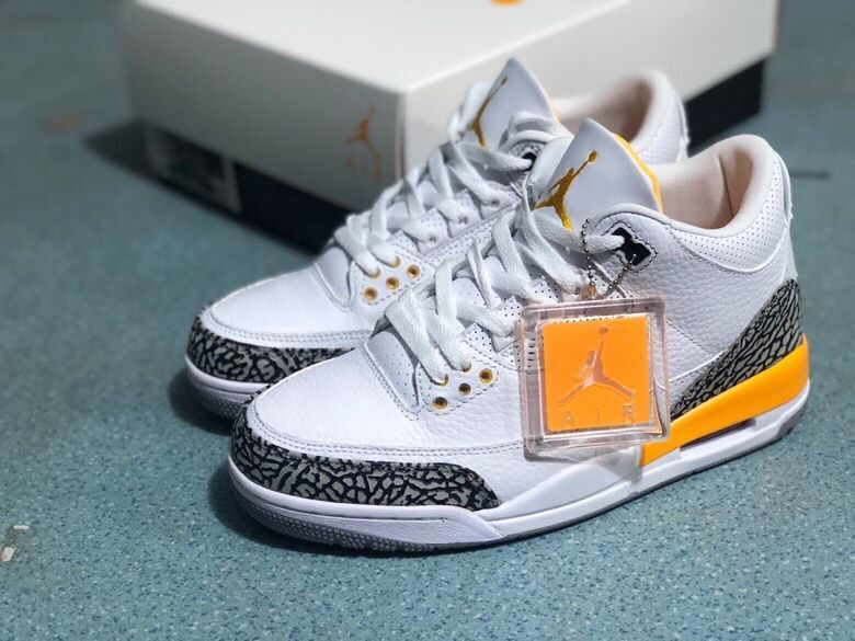 Jordan 3 White and Orange Men's Sneakers