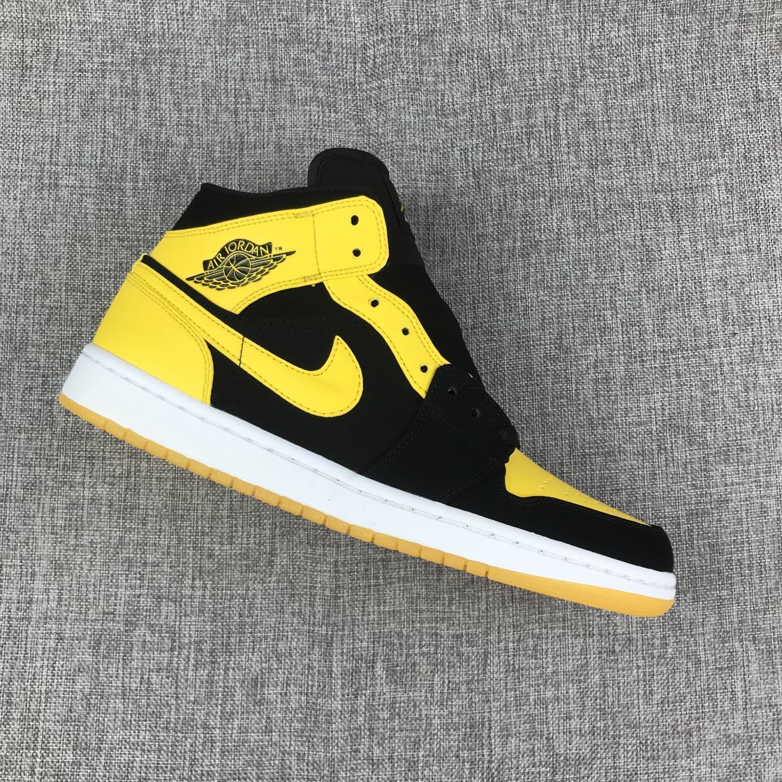 Jordan Air Jordan 1 Mid Black Yellow White Sneakers