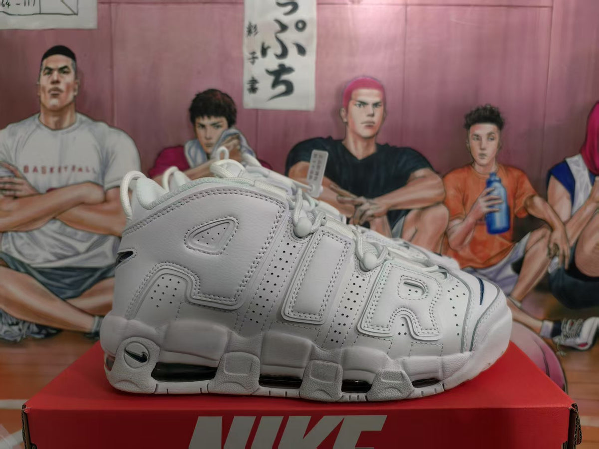 Nike Air More Uptempo White Deep Blue Sneakers