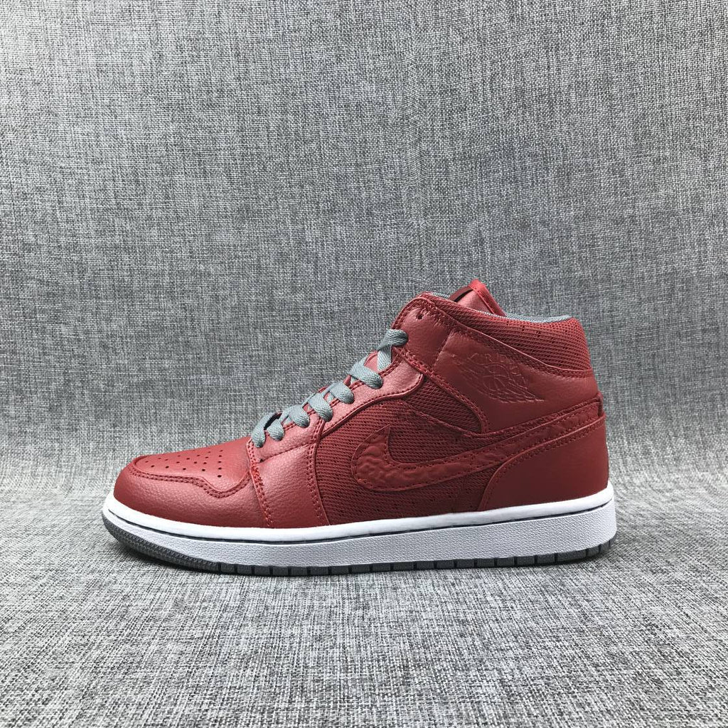 Jordan Air 1 Mid Red High-Top Sneakers 364770-603