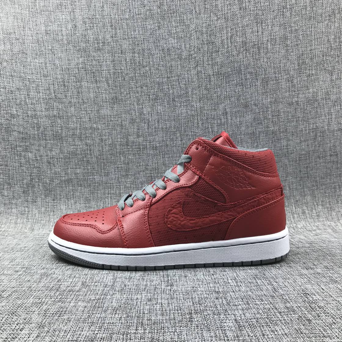 Jordan Air 1 Mid Red High-Top Sneakers 364770-603
