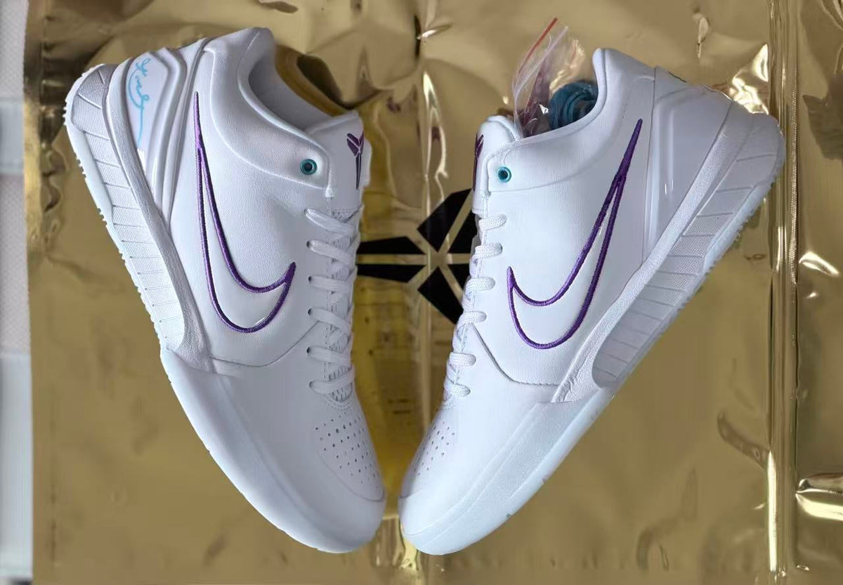 Nike Kobe 4 Low Basketball Shoes White Purple Charlotte