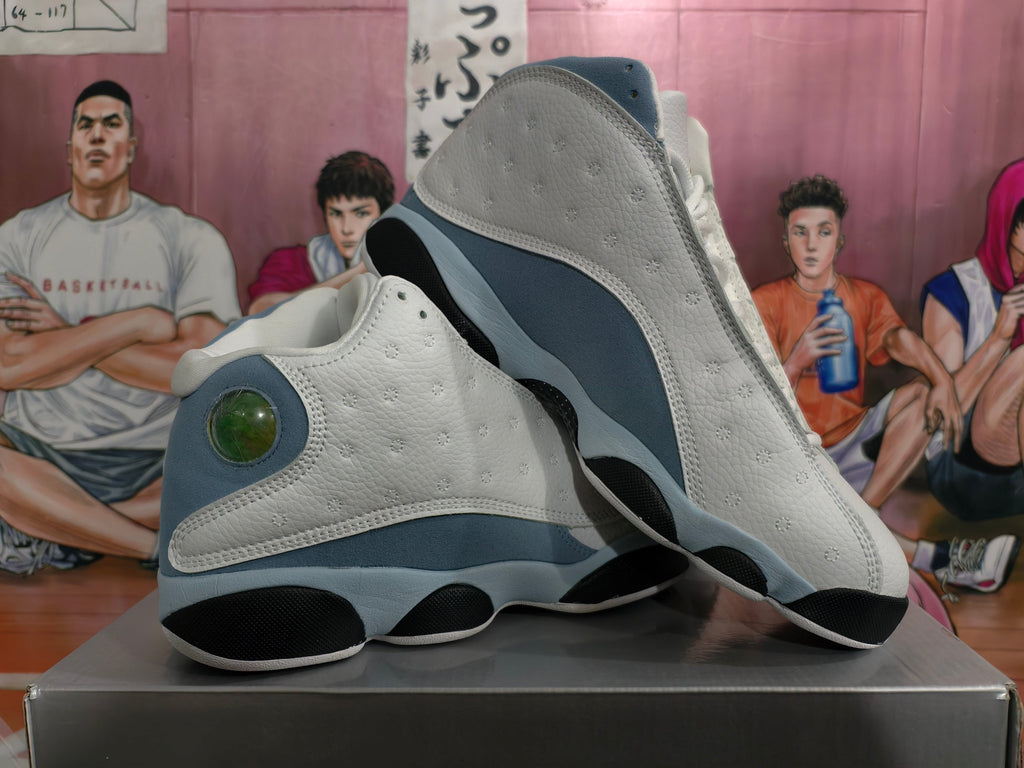 Jordan 13-Style High-Top Sneakers Blue Gray