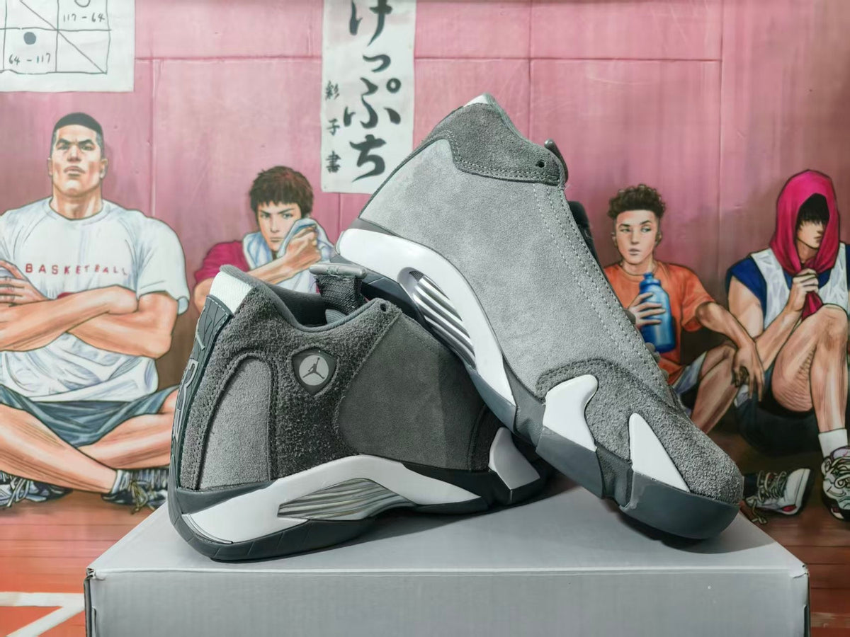 Jordan Gray and White High-Top Sneakers