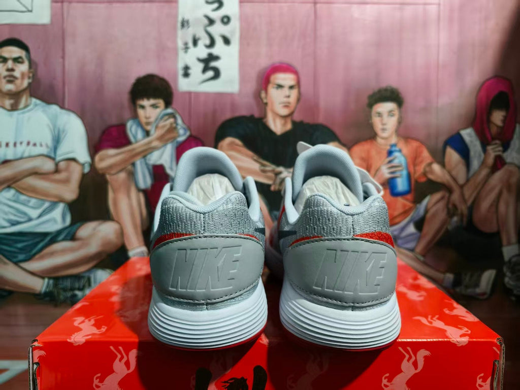 Nike Grey and Red Basketball Sneakers