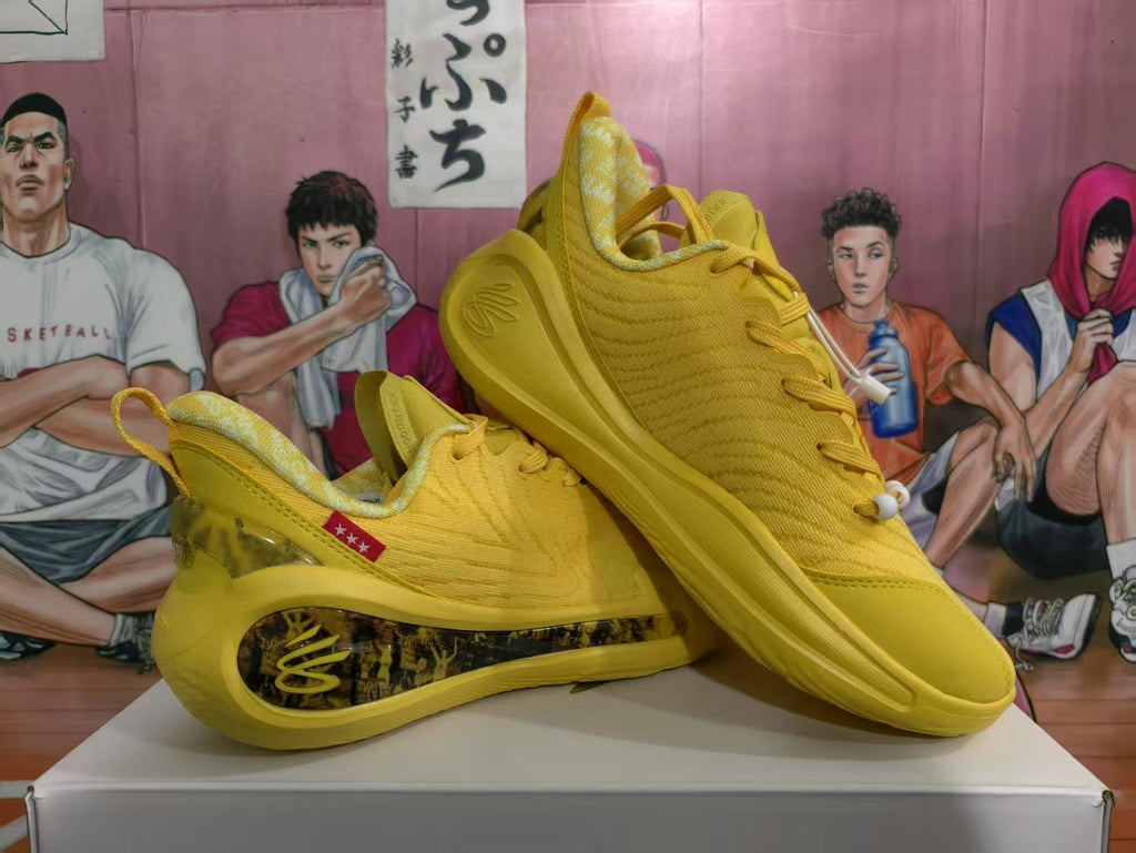 Yellow Basketball Sneakers with Graphic Midsole