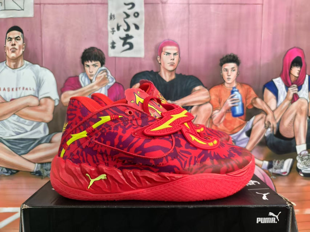 PUMA Red and Purple Basketball Sneakers