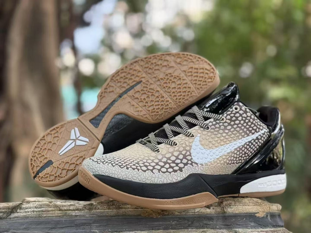 Nike Kobe 6 Basketball Sneakers Black Beige Gum