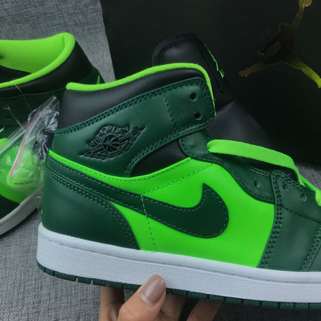 Jordan 1 Mid Fluorescent Green Sneakers 554724-330