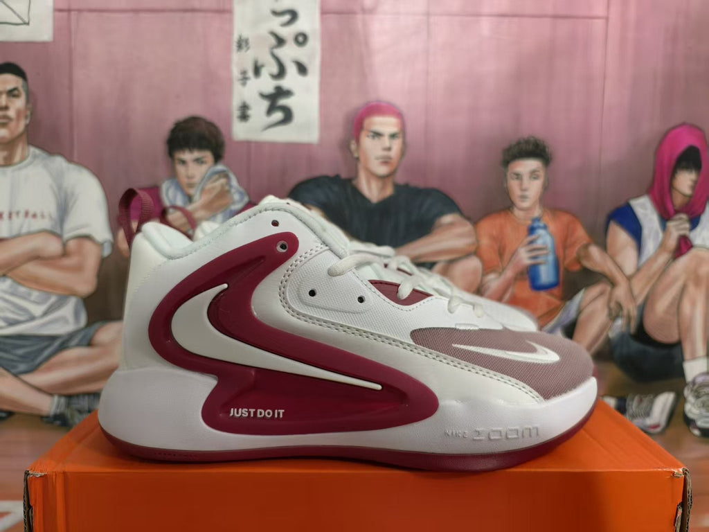Nike White and Red Basketball Sneakers