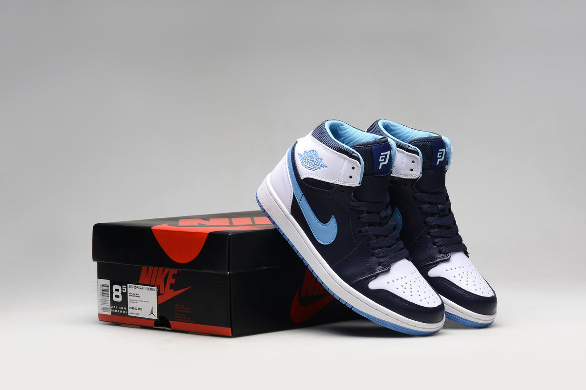 Jordan 1 Retro High Navy and Light Blue Sneakers