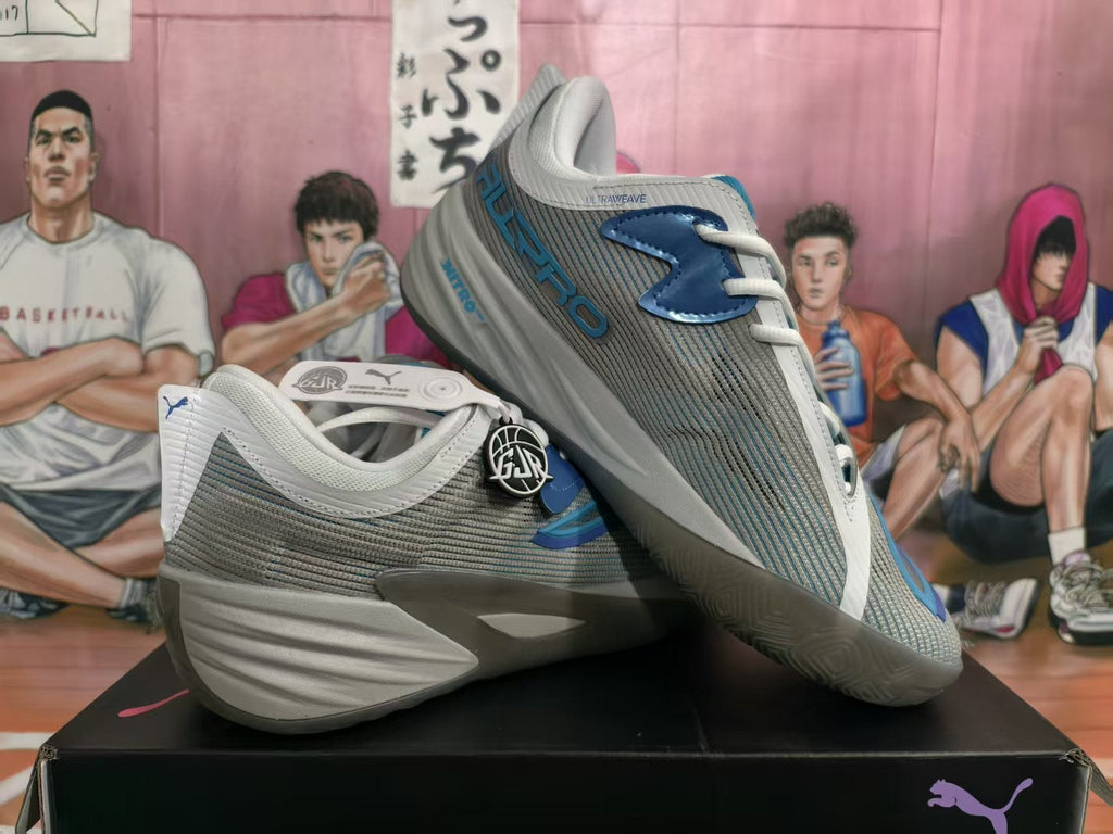 Puma All-Pro Nitro Basketball Shoes Gray Blue