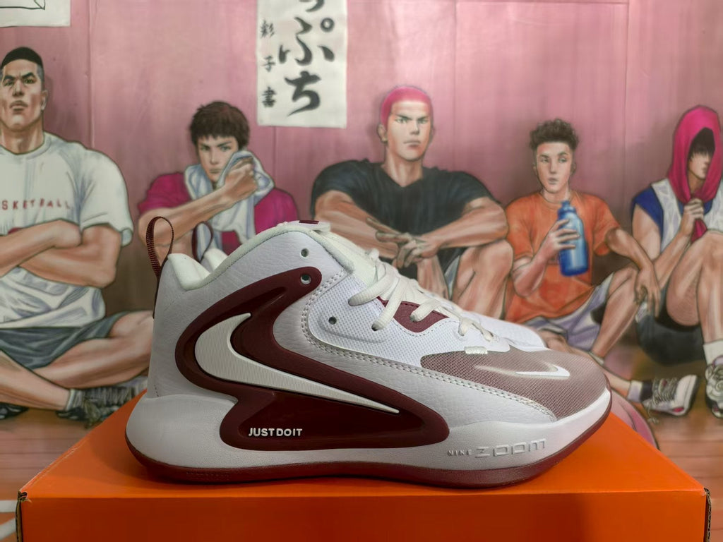 Nike Zoom Basketball Sneakers White and Burgundy