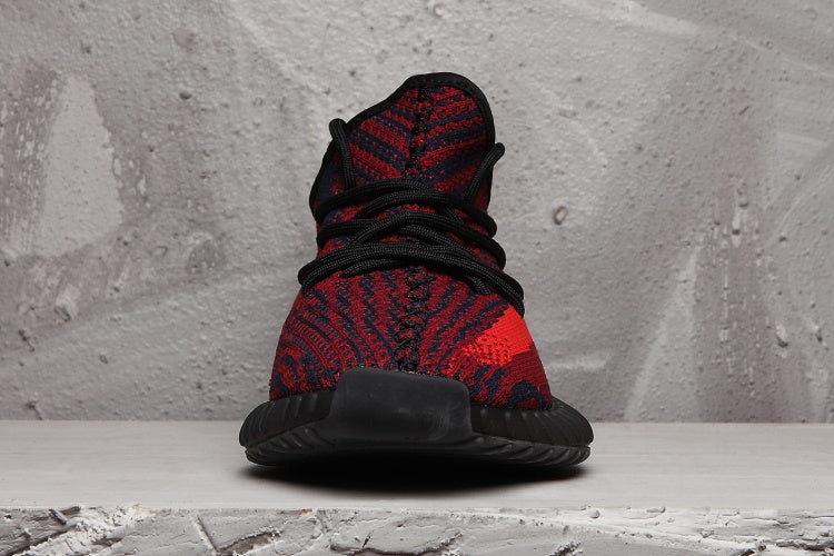 Yeezy 350 V2 Red Black Knit Sneakers