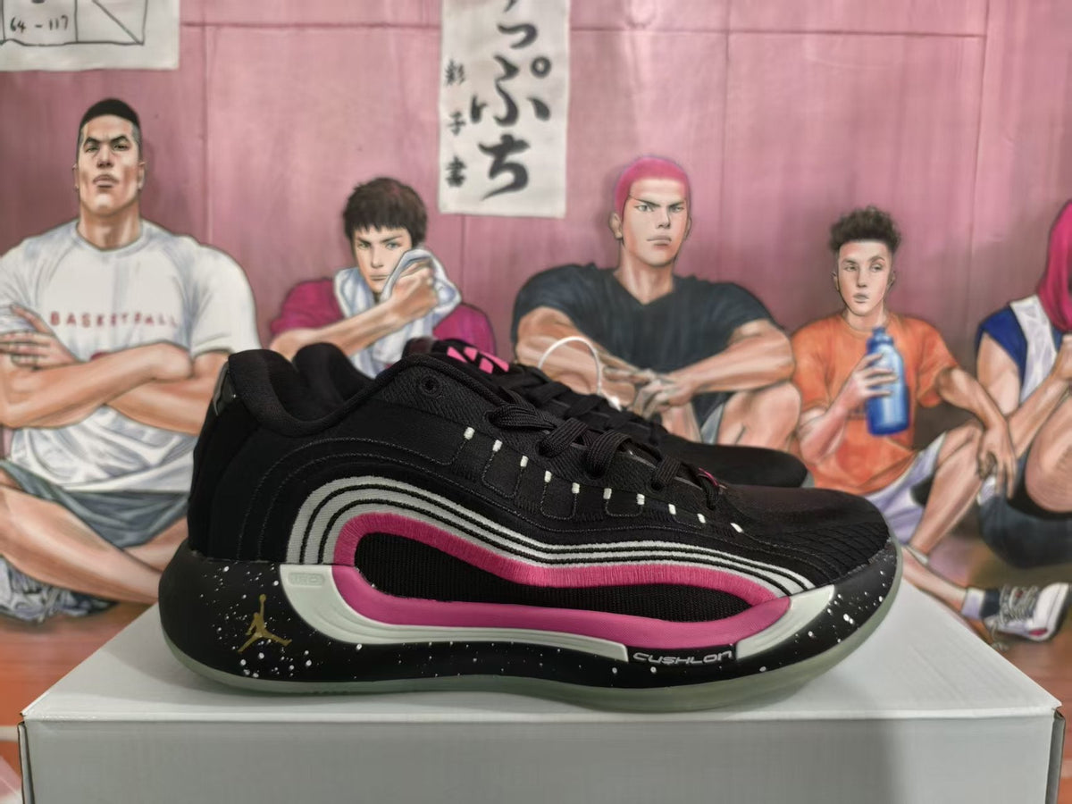 Jordan Black and Pink Basketball Sneakers