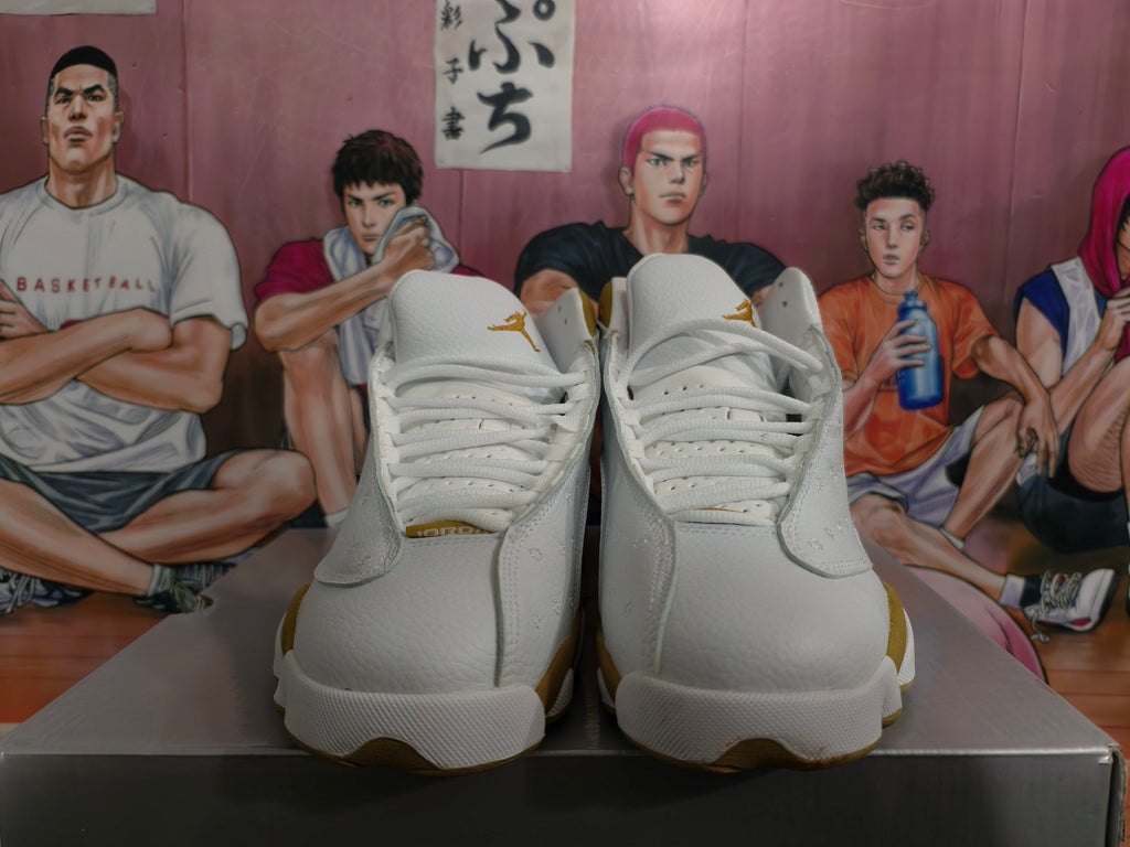 Jordan White and Wheat High-Top Basketball Sneakers