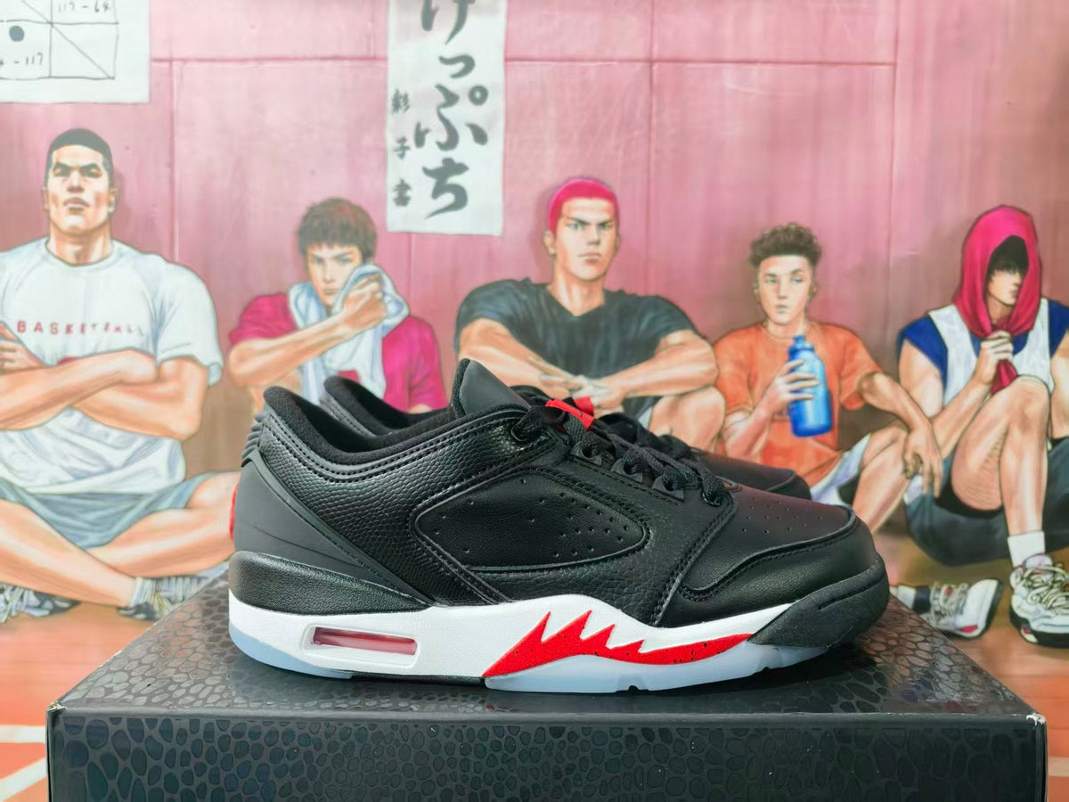 Black White Red Low-Top Basketball Sneakers